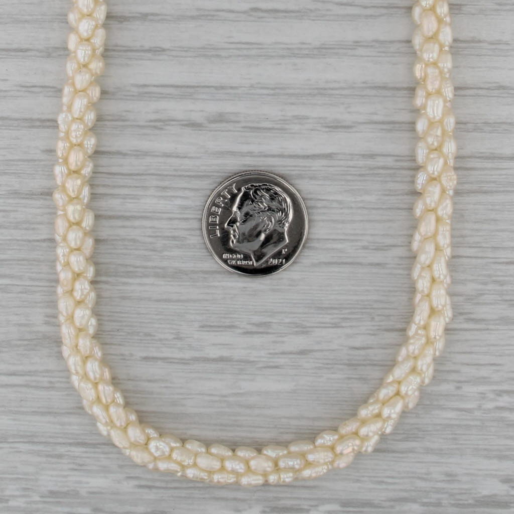 17.75" Cultured & Imitation Pearl Necklace Cluster Popcorn Strand Copper Clasp