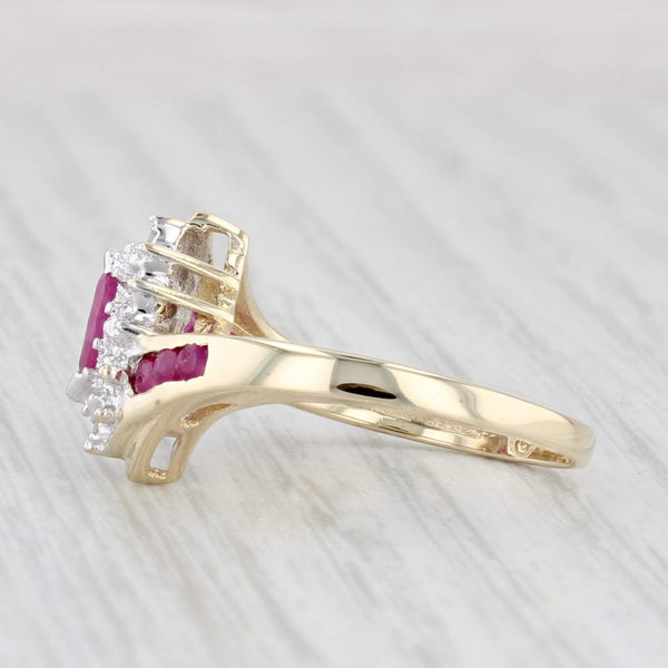 0.48ctw Marquise Ruby Halo Bypass Ring 10k Yellow Gold Size 6