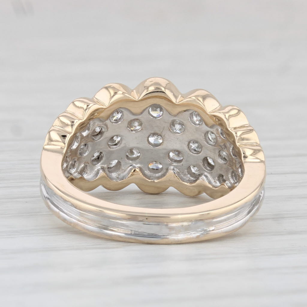 Light Gray 0.75ctw Pave Diamond Cluster Ring 14k Yellow Gold Size 6.5 Cocktail