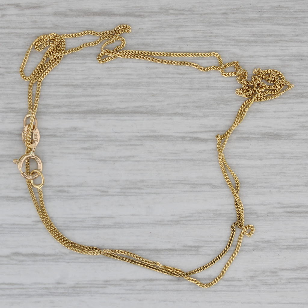 Gray 18" 0.8mm Curb Chain Necklace 14k Yellow Gold