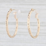 Small Round Etched Hoop Earrings 14k Yellow Gold Snap Top Hoops