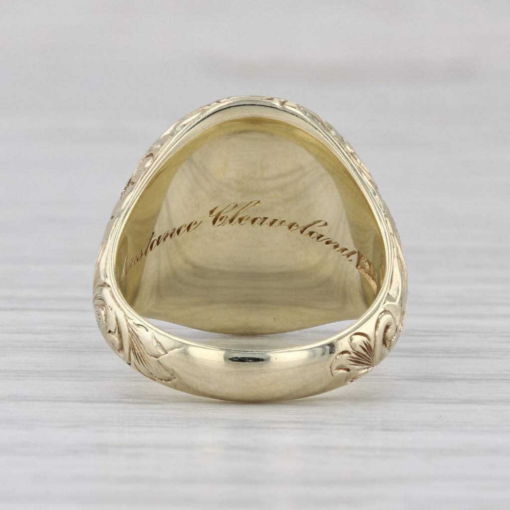 Vintage Family Crest Signet Ring 14k Gold Nos Nostraque deo We & Ours to God