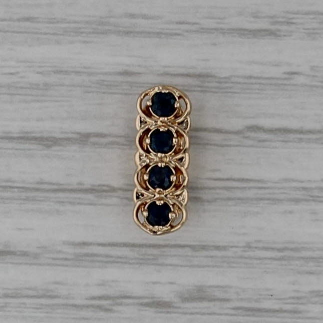 Richard Glatter 0.32ctw Blue Sapphire Slide Bracelet Charm 14k Gold Vintage RG