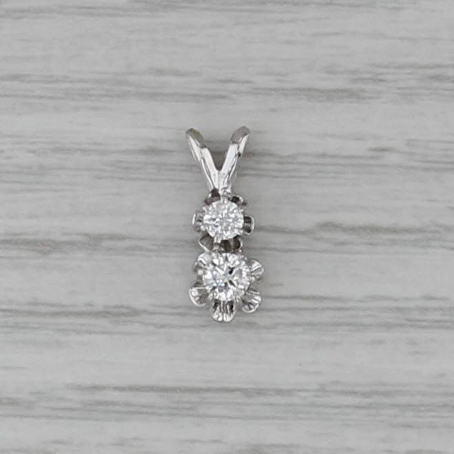 0.24ctw Diamond Graduated 2-Stone Pendant 14k White Gold Small Drop
