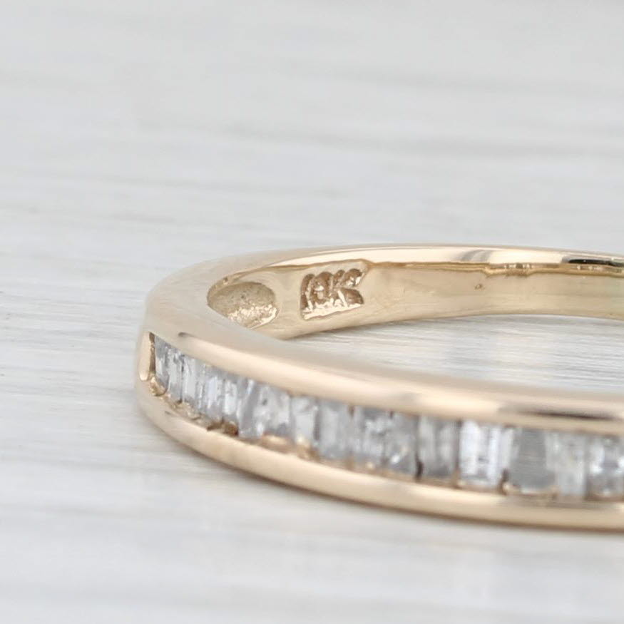 Light Gray 0.19ctw Baguette Diamond Wedding Band 10k Yellow Gold Size 8.25 Stackable Ring