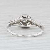 Light Gray Art Deco Diamond Solitaire Engagement Ring 18k White Gold Filigree Size 8