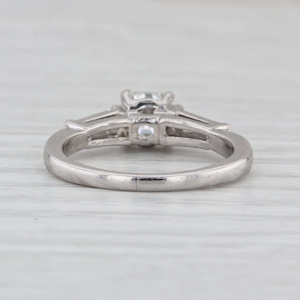0.87ctw Emerald Cut Diamond Engagement Ring Platinum Size 5.25