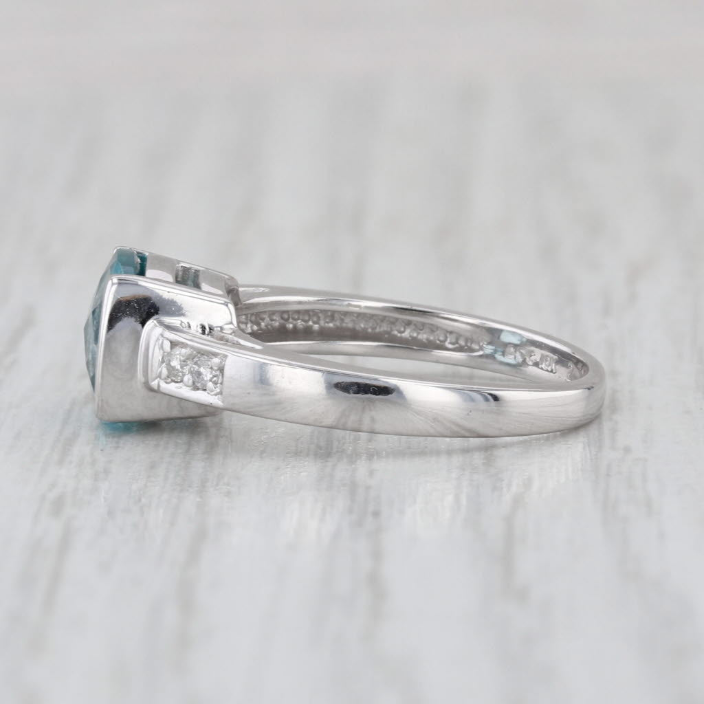 2.67ctw Mystic Teal Topaz Diamond Ring 10k White Gold Size 7