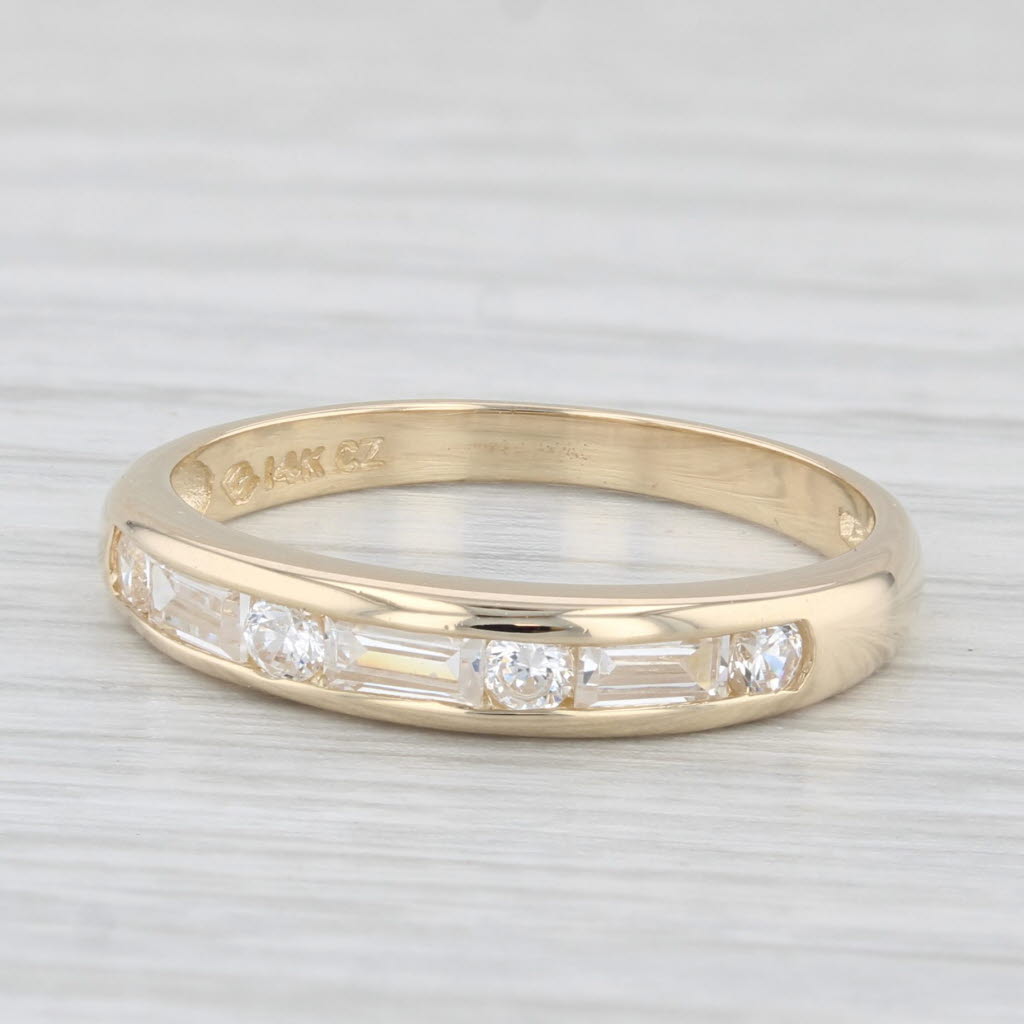 Light Gray 0.60ctw Cubic Zirconia Wedding Band 14k Yellow Gold Size 7 Stackable Ring