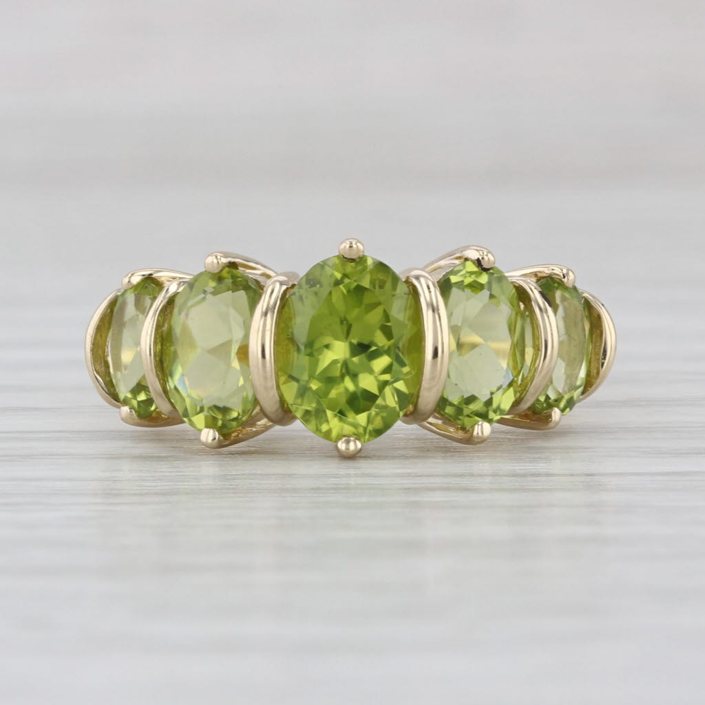 4.78ctw Peridot 5-Stone Ring 14k Yellow Gold Size 7.5