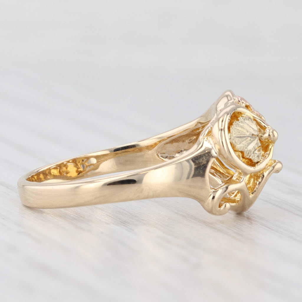 Light Gray Landstrom's Black Hills Gold Floral Leaf Ring 10k Yellow Rose Green Gold Sz 8.5