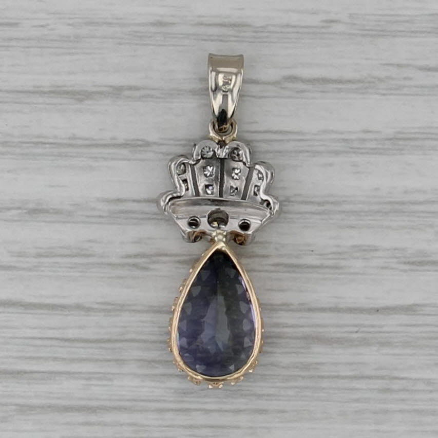 4.69ctw Tanzanite Teardrop Diamond Pendant 14k Yellow White Gold