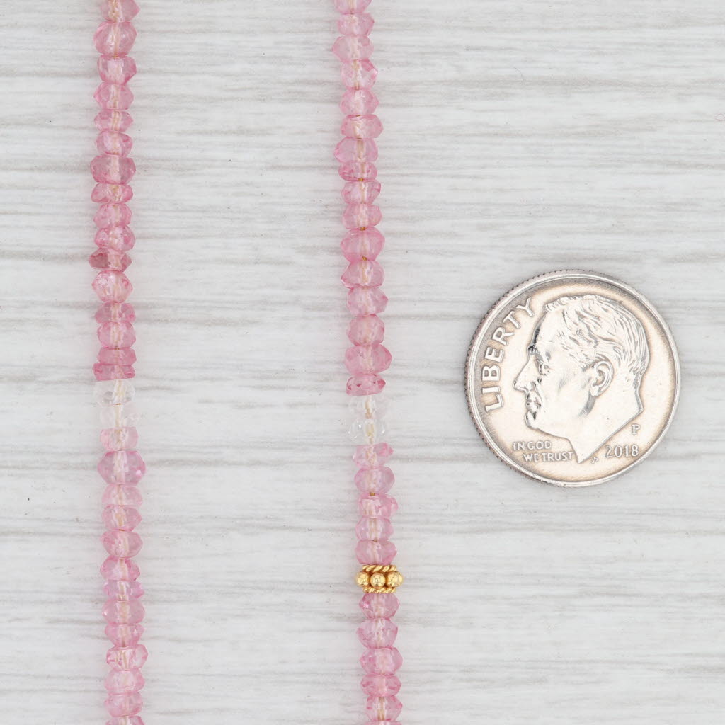 New Nina Wynn Long Harmony Necklace Pink Topaz Bead Gold Vermeil Sterling