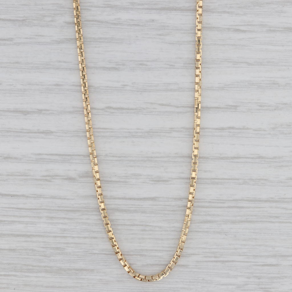 Gray Round Box Chain Necklace 14k Yellow Gold 24" 1.6mm