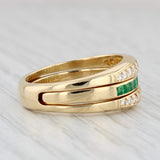 0.90ctw Diamond Ring Jacket Emerald Band 18k Yellow Gold Size 7 Set