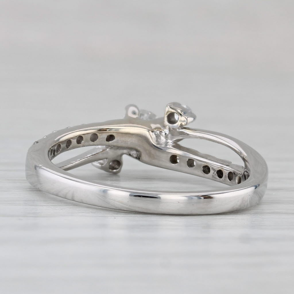 Gray 0.74ctw Round Diamond Bypass Engagement Ring 14k White Gold Size 7.75