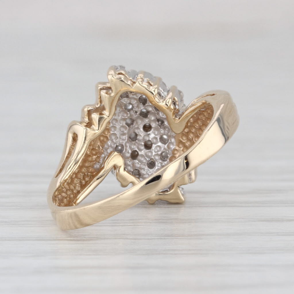 0.18ctw Diamond Cluster Bypass Ring 10k Yellow Gold Size 4.75