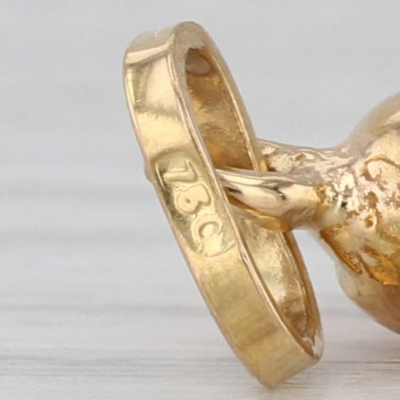 Italian Horn Pendant 18k Yellow Gold Good Luck Talisman Italy