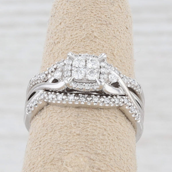 0.36ctw Diamond Engagement Ring Wedding Bands Bridal Set 10k White Gold Size 7