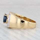 Light Gray 3.18ctw Oval Blue Sapphire Diamond Halo Ring 18k Yellow Gold Size 11