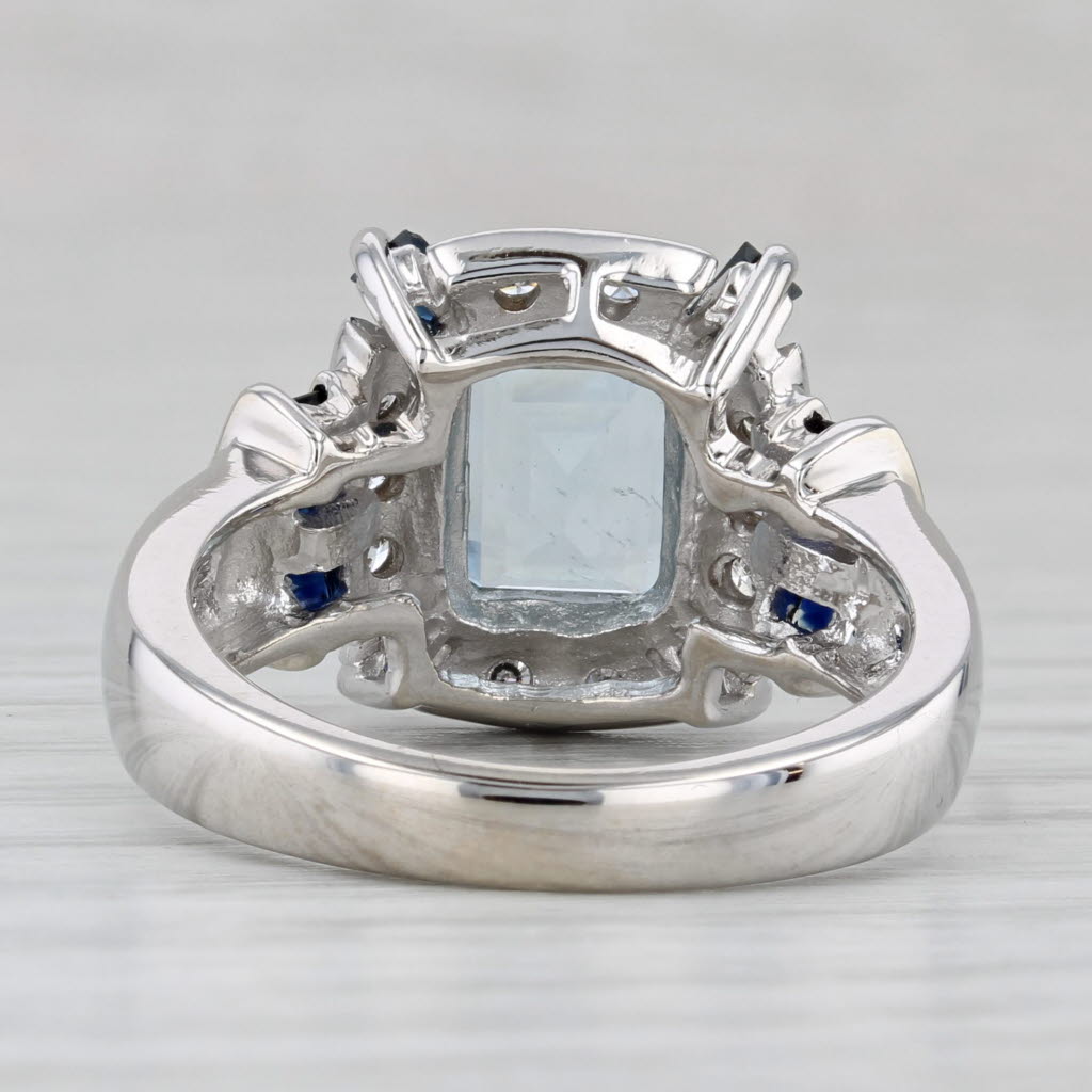 Gray 2.69ctw Aquamarine Diamond Sapphire Ring 14k White Gold Size 8 Cocktail