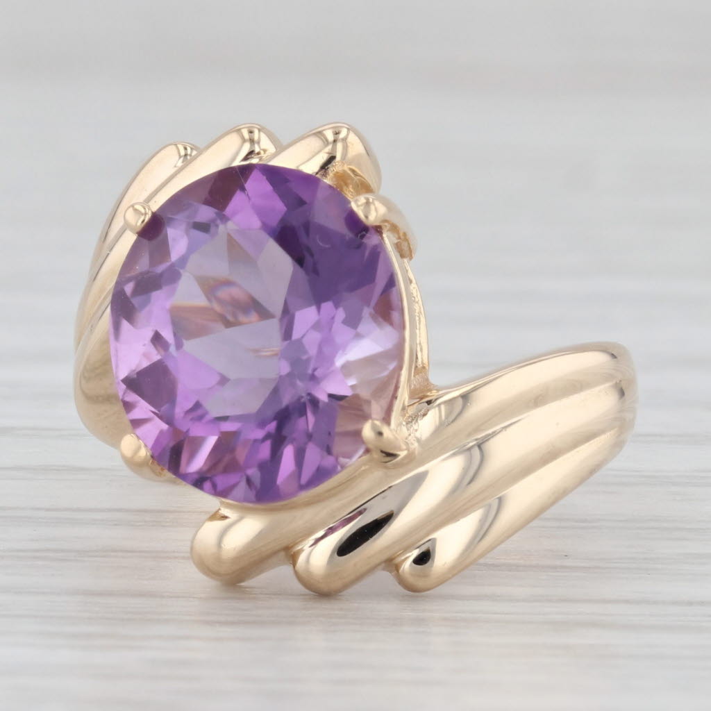 Light Gray 4.60ct Oval Amethyst Solitaire Ring 14k Yellow Gold Size 5.5 Bypass