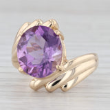4.60ct Oval Amethyst Solitaire Ring 14k Yellow Gold Size 5.5 Bypass