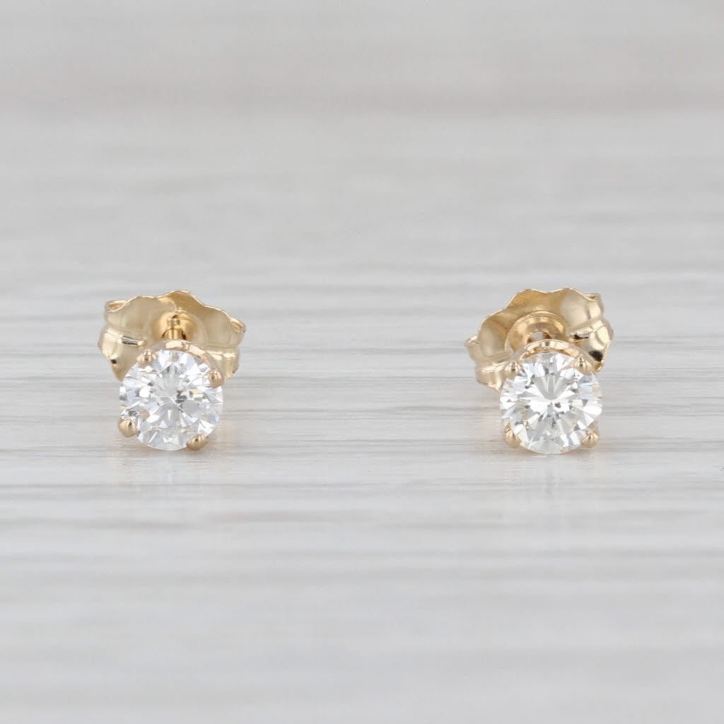 0.32ctw Diamond Stud Earrings 14k Yellow Gold Round Solitaire Studs