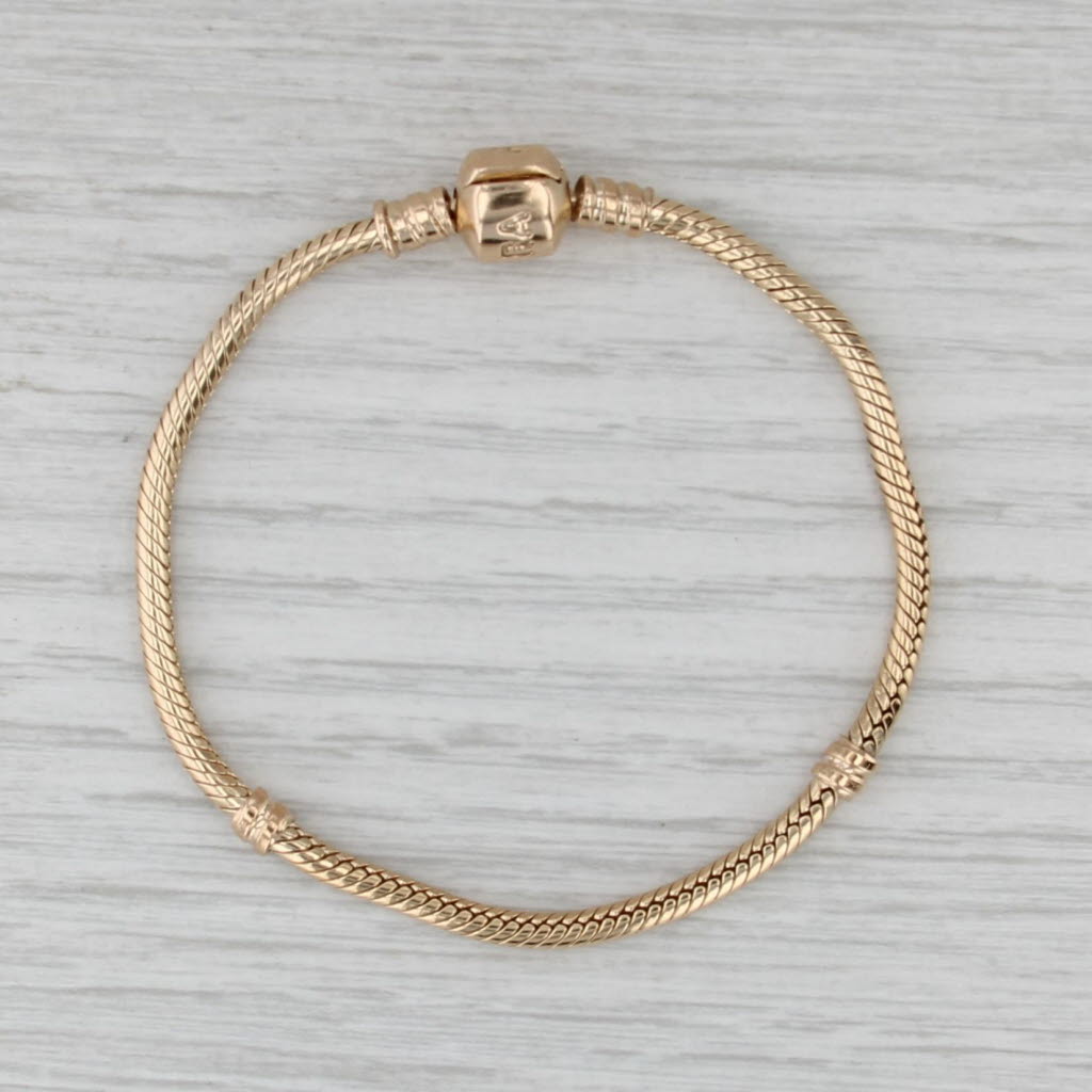 Pandora Moments Gold Clasp Charm Bracelet 550702 14k Yellow Gold 6.75" 17cm