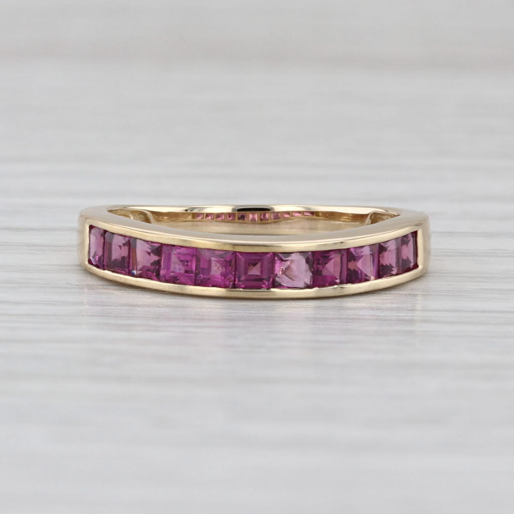 0.64ctw Rhodolite Garnet Ring 10k Yellow Gold Size 8 Stackable Wedding Band