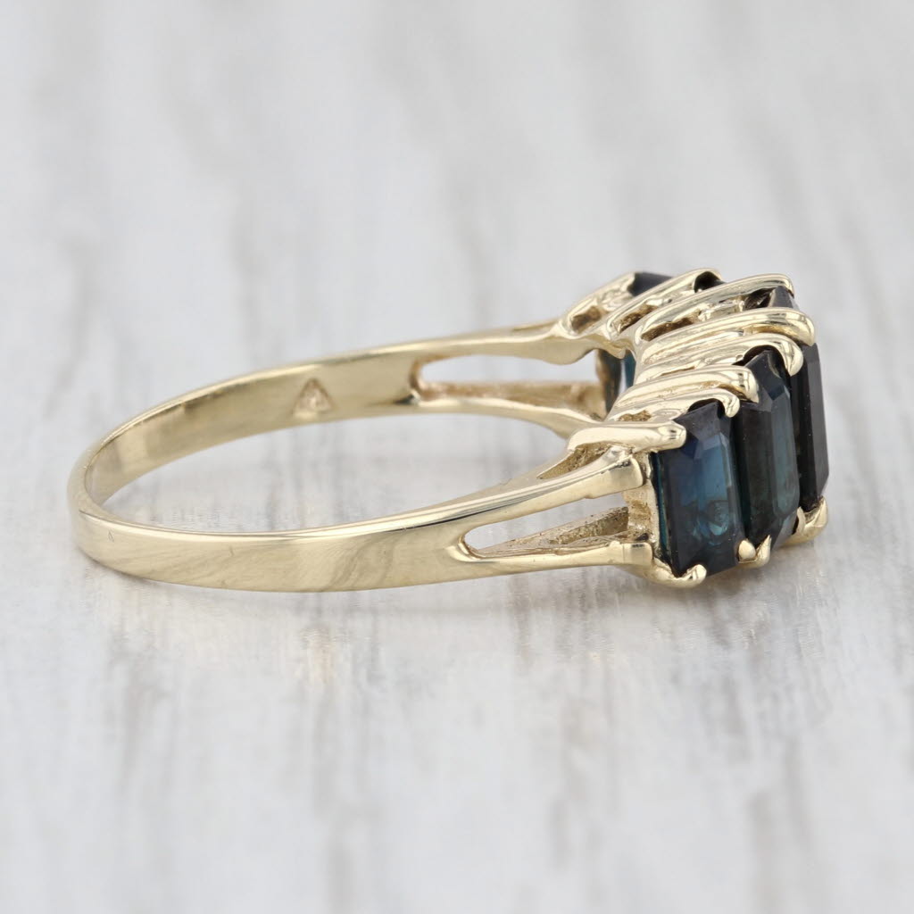3.50ctw Blue Sapphire Tiered Ring 10k Yellow Gold Size 6.75
