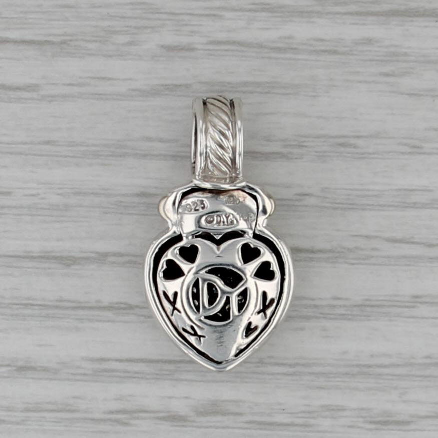 Yurman 0.23ctw Diamond Cluster Heart Pendant Sterling Silver 18k Gold Enhancer