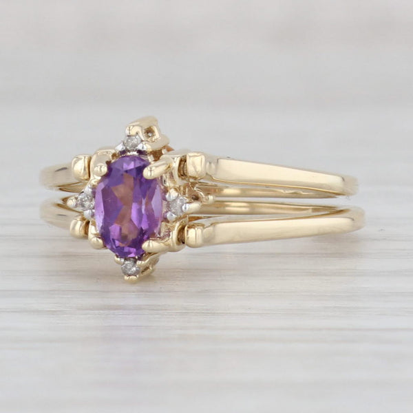 Light Gray 0.86ctw Citrine Amethyst Diamond Reversible Ring 14k Yellow Gold Size 7