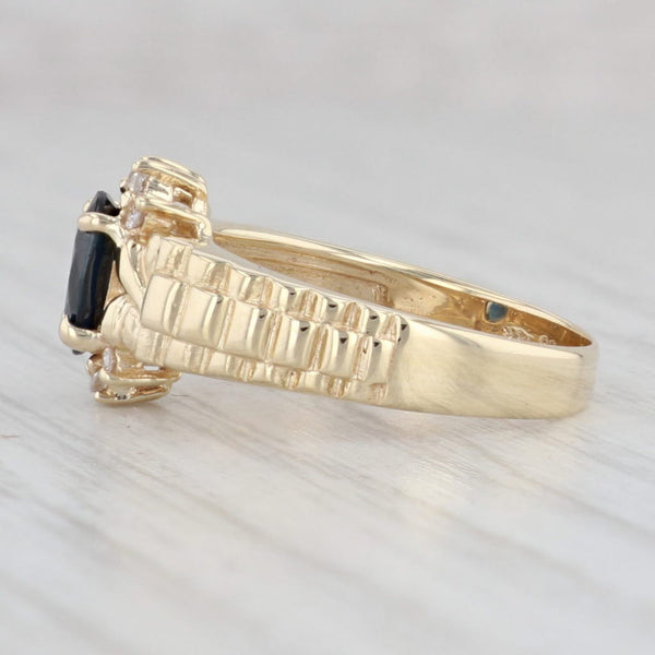 Light Gray 1.08ctw Blue Sapphire Diamond Ring 14k Yellow Gold Size 6.25 Engagement
