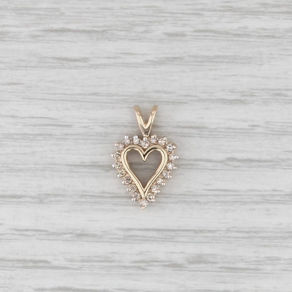 0.15ctw Diamond Framed Open Heart Pendant 10k Yellow Gold