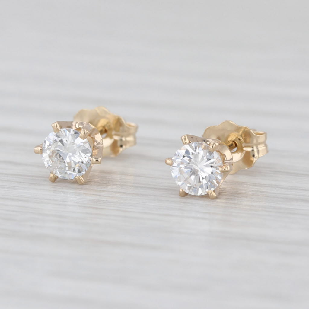 0.50ctw Round Diamond Solitaire Studs 14k Yellow Gold Stud Earrings