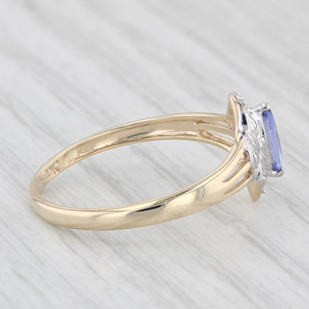 Light Gray 0.25ct Marquise Tanzanite Ring 10k Yellow Gold Size 6.5 Diamond Accents