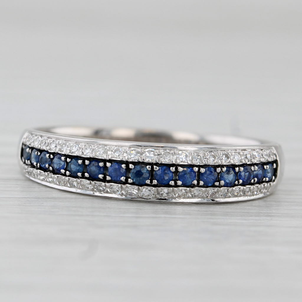 Light Gray Effy 0.41ctw Sapphire Diamond Ring 14k White Gold Wedding Band Sz 9.25 Stackable