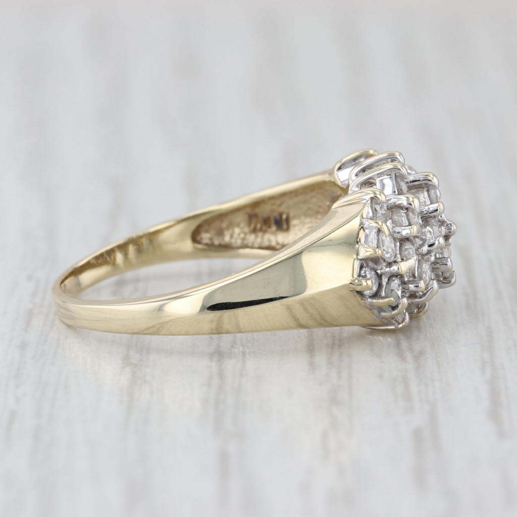 0.78ctw Diamond Cluster Ring 10k Yellow Gold Size 9.75