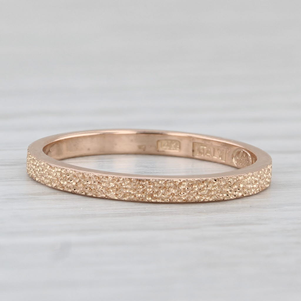 Brushed Rose Gold Ring 14k Wedding Stackable Band Size 6.25