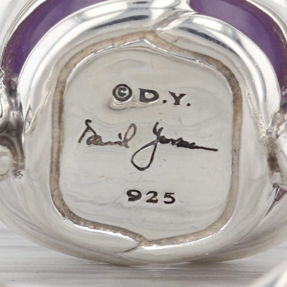 David Yurman Continuance 14mm Amethyst Round Cabochon Ring Sterling Silver