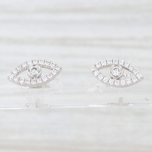 Light Gray New 0.26ctw Lab Grown Diamond All seeing Eye Stud Earrings 14k White Gold