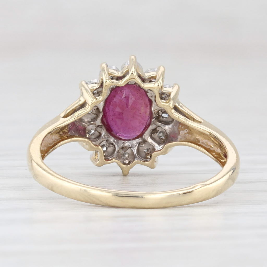 Light Gray 1.16ctw Ruby Diamond Halo Ring 14k Yellow Gold Size 7