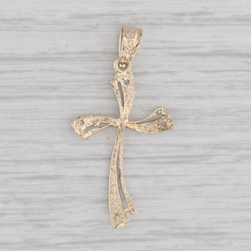 Gray Diamond Accented Cross Pendant 10k Yellow White Gold