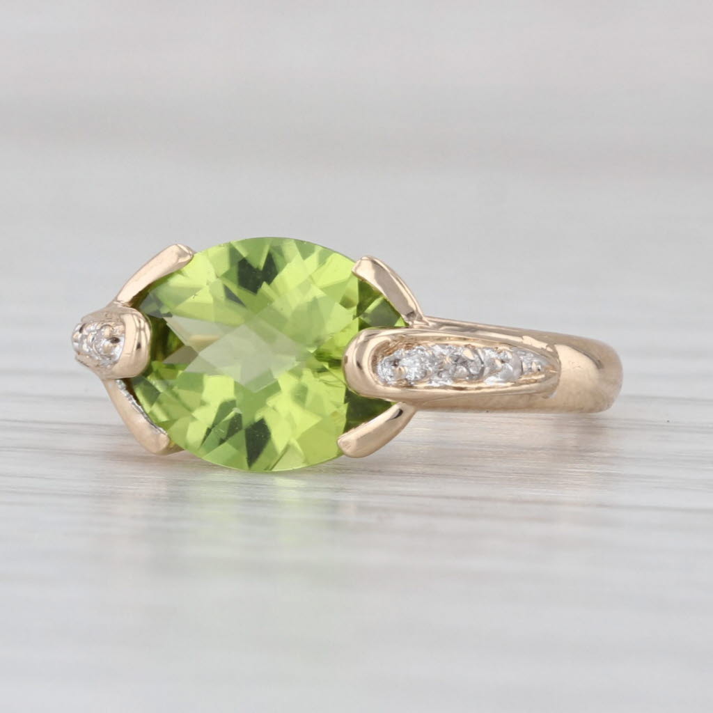 2.96ctw Peridot Diamond Ring 14k Yellow Gold Size 4.5