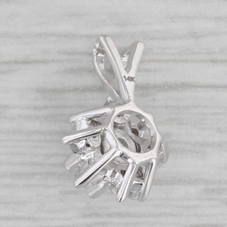 Gray Small Vintage 0.24ctw Diamond Flower Pendant 14k White Gold