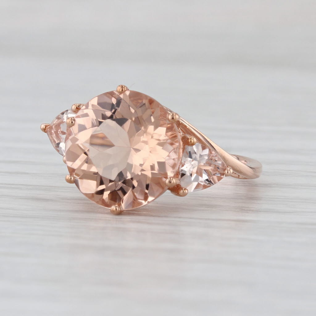 6.60ctw Round Morganite Ring 10k Rose Gold Size 6.25