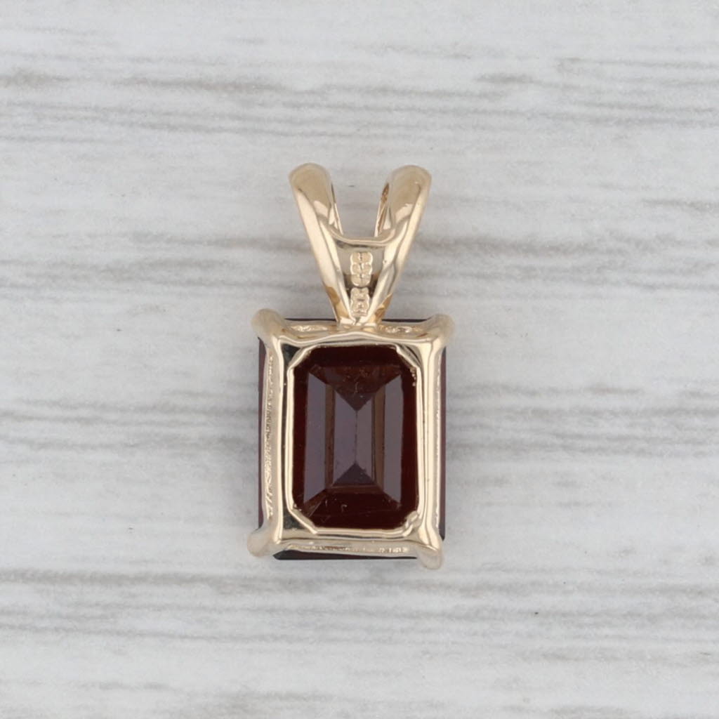 2.75ct Garnet Emerald Cut Solitaire Pendant 10k Yellow Gold