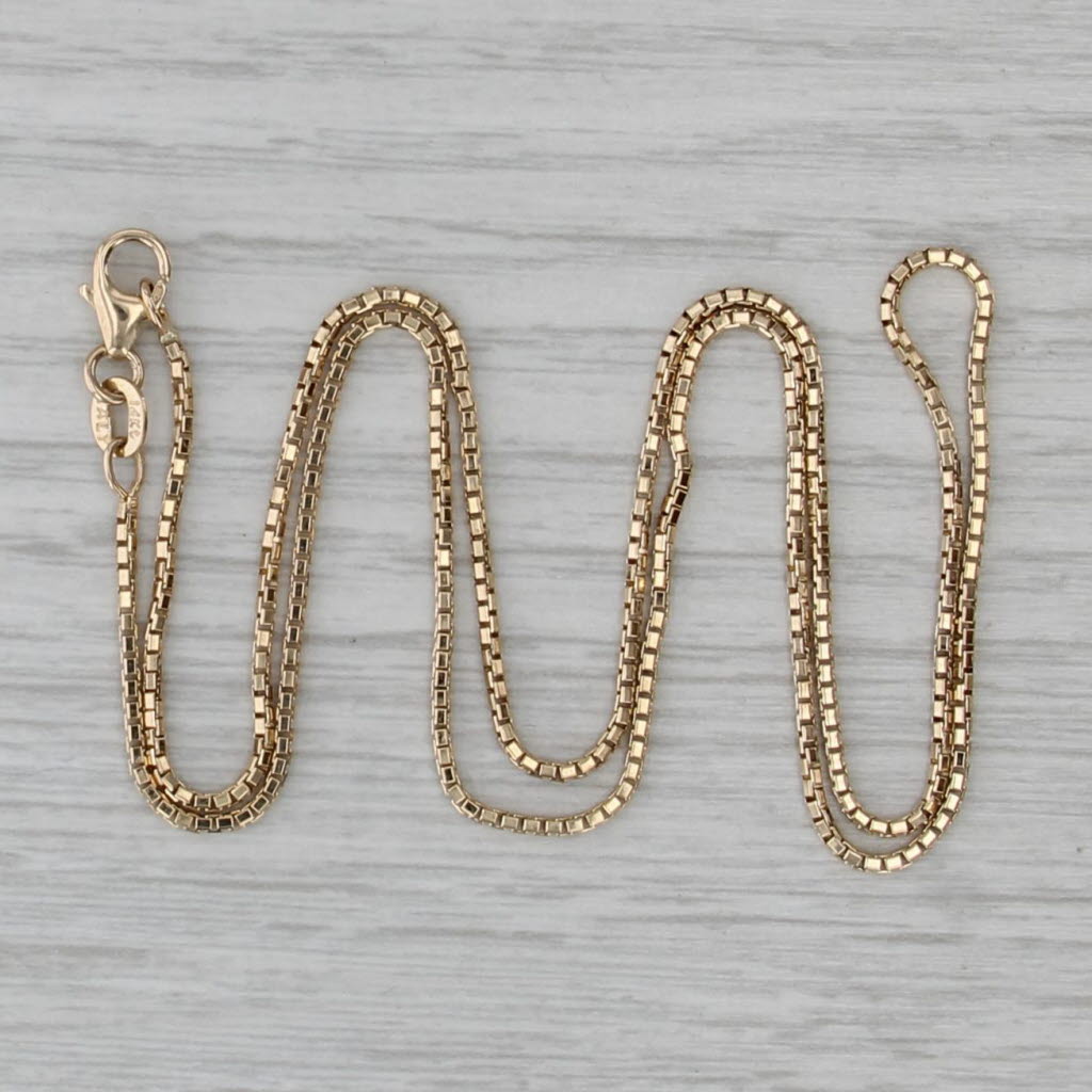 Box Chain Necklace 14k Yellow Gold 18" 1.1mm