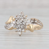 Light Gray 0.20ctw Diamond Cluster Ring 10k Yellow Gold Bypass Size 5.5